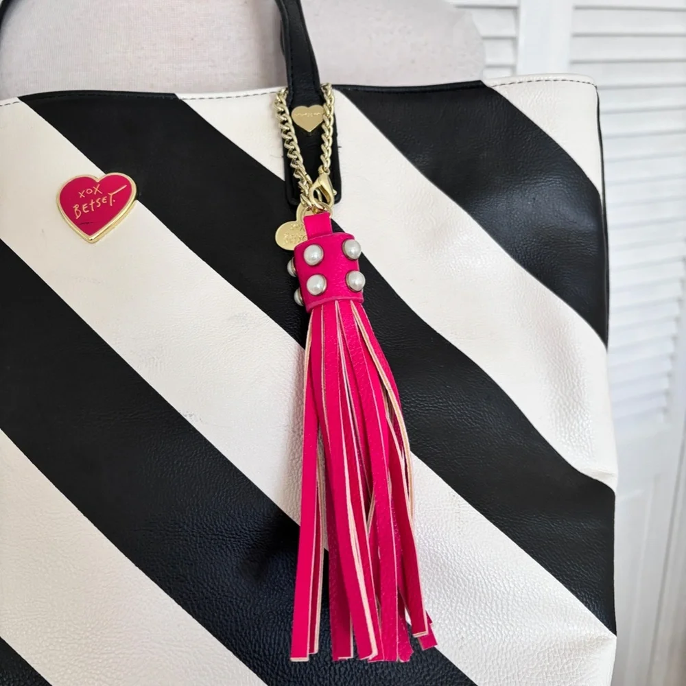 Betsey Johnson All That Jazz striped Faux Leather Tote